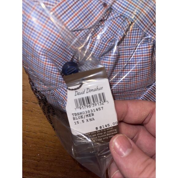 David Donahue Shirt Mens 15.5 34/35 Button Up Long Sleeve Dress Shirt Check out - Picture 11 of 11